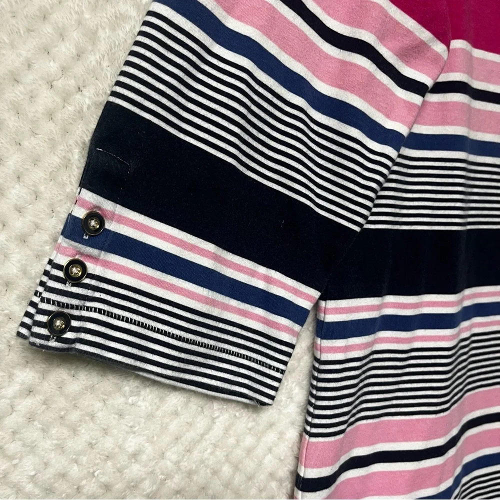 Talbots Womens Shift Dress 100% Cotton Nautical Striped Round Neck Casual Large - Picture 3 of 9
